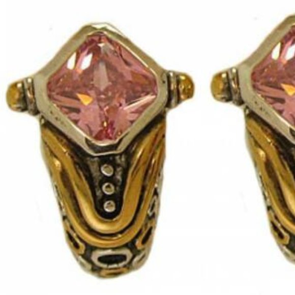 Pink earring cubic zirconia CZ swarovski stone NWT - Picture 2 of 4